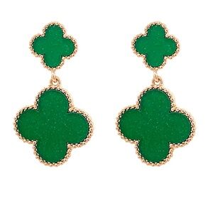Epoxy Dotted Clover Drop Earrings